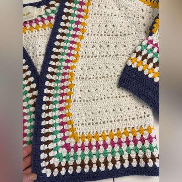 Maeve By Anthropologie Women's Colorful Crochet Open Cardigan Sweater ONE SIZE - Picture 4 of 9